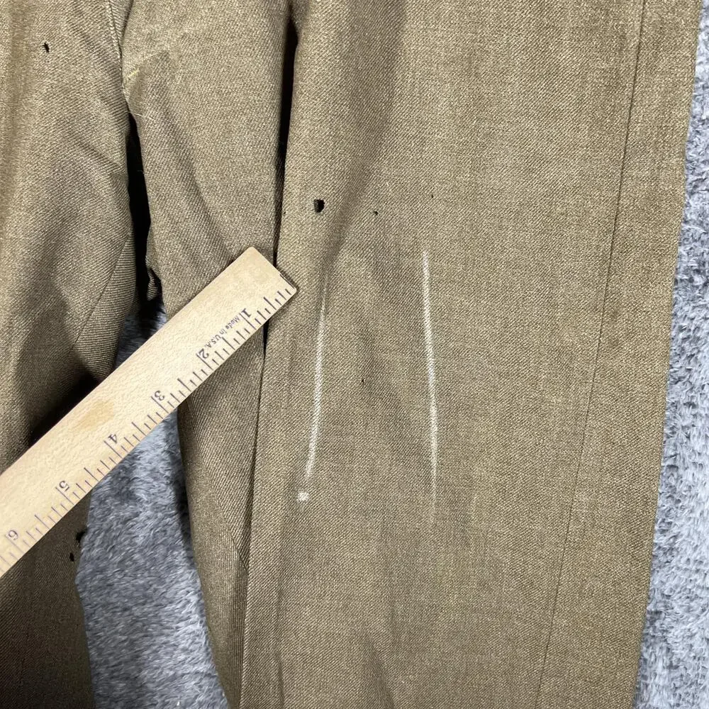 Vintage Pants Mens 31x31 Green Tweed Wool Army WWII Button Fly Lined Straight
